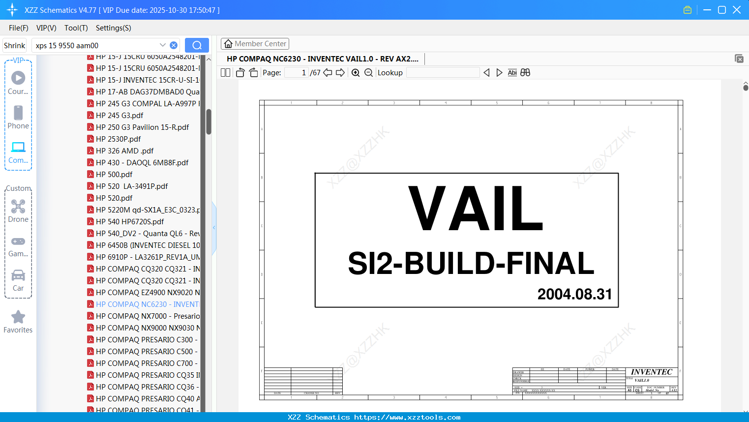 Laptop HP COMPAQ NC6230 - INVENTEC VAIL1.0 - REV AX2